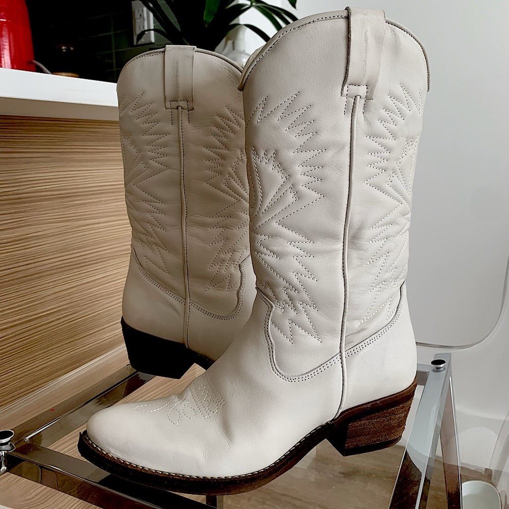 COPY - Steve Madden Hayward White Leather Western Cowboy Boot - 7